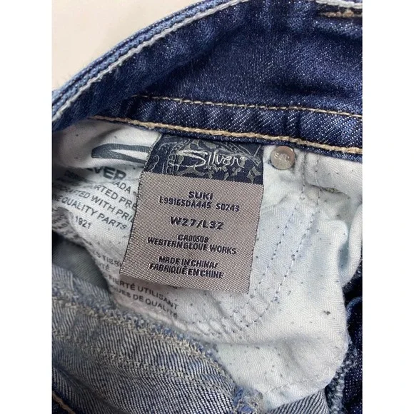 Silver Jeans Co Suki Mid Rise Bootcut Dark Wash Denim Jeans W27 L32 Y2K western - Picture 4 of 8